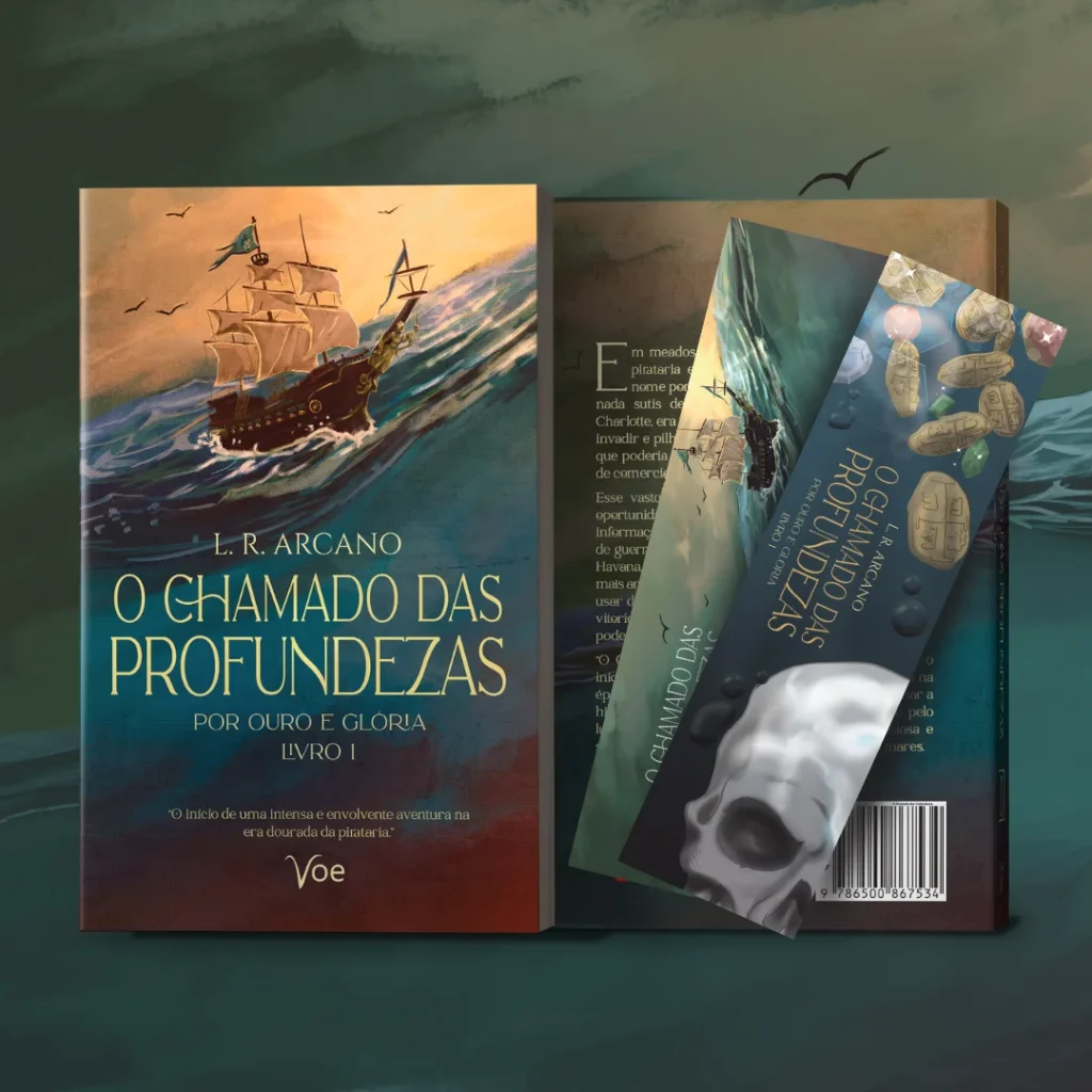 Capa de um livro de fantasia pirata - O Chamado das Profundezas